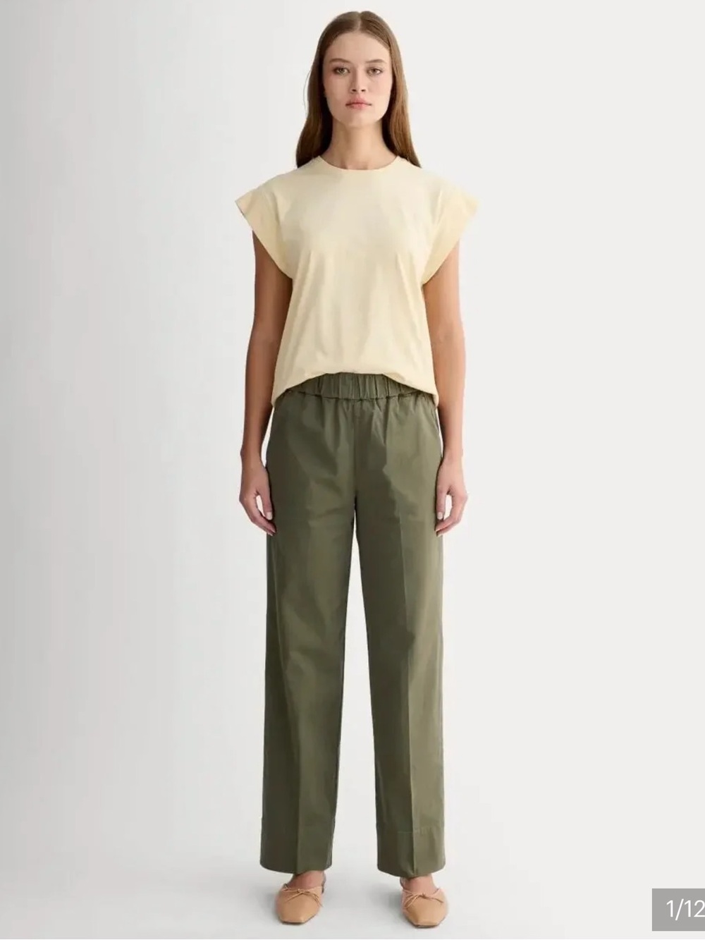 EVERLANE Organic Cotton The Easy Pant Kalamata Green Womens Chino Size 2